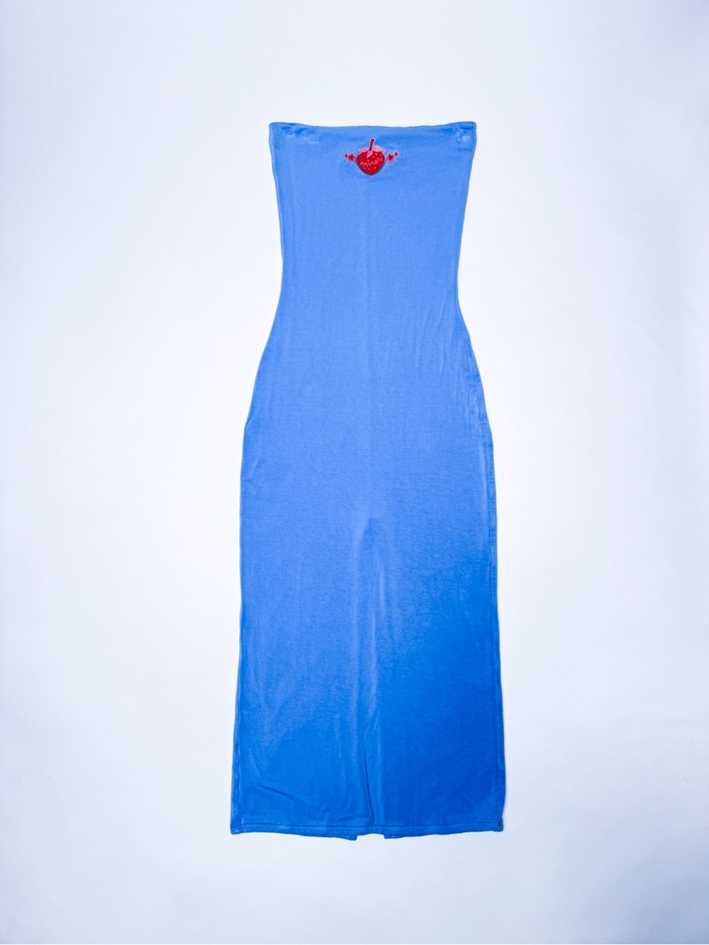 O-MIGHTY Blue Strawberry Strapless Maxi Bodycon Dress